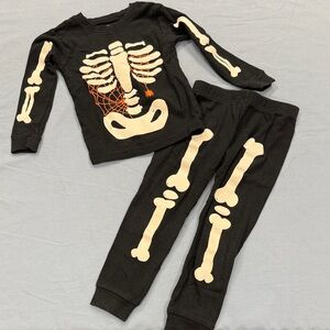 Carter's Skeleton Print Kids Pajamas - Black and Cream